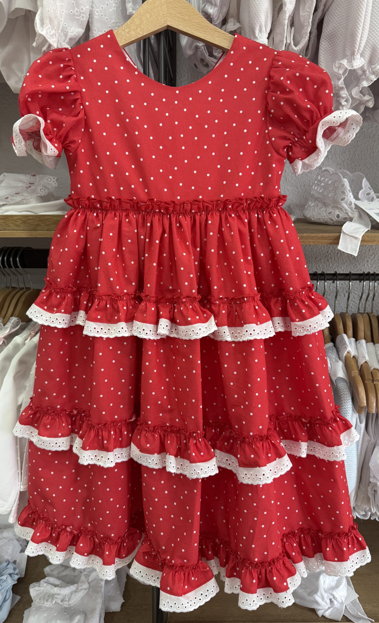 Vestido flamenca rojo y blanco - Imagen 3