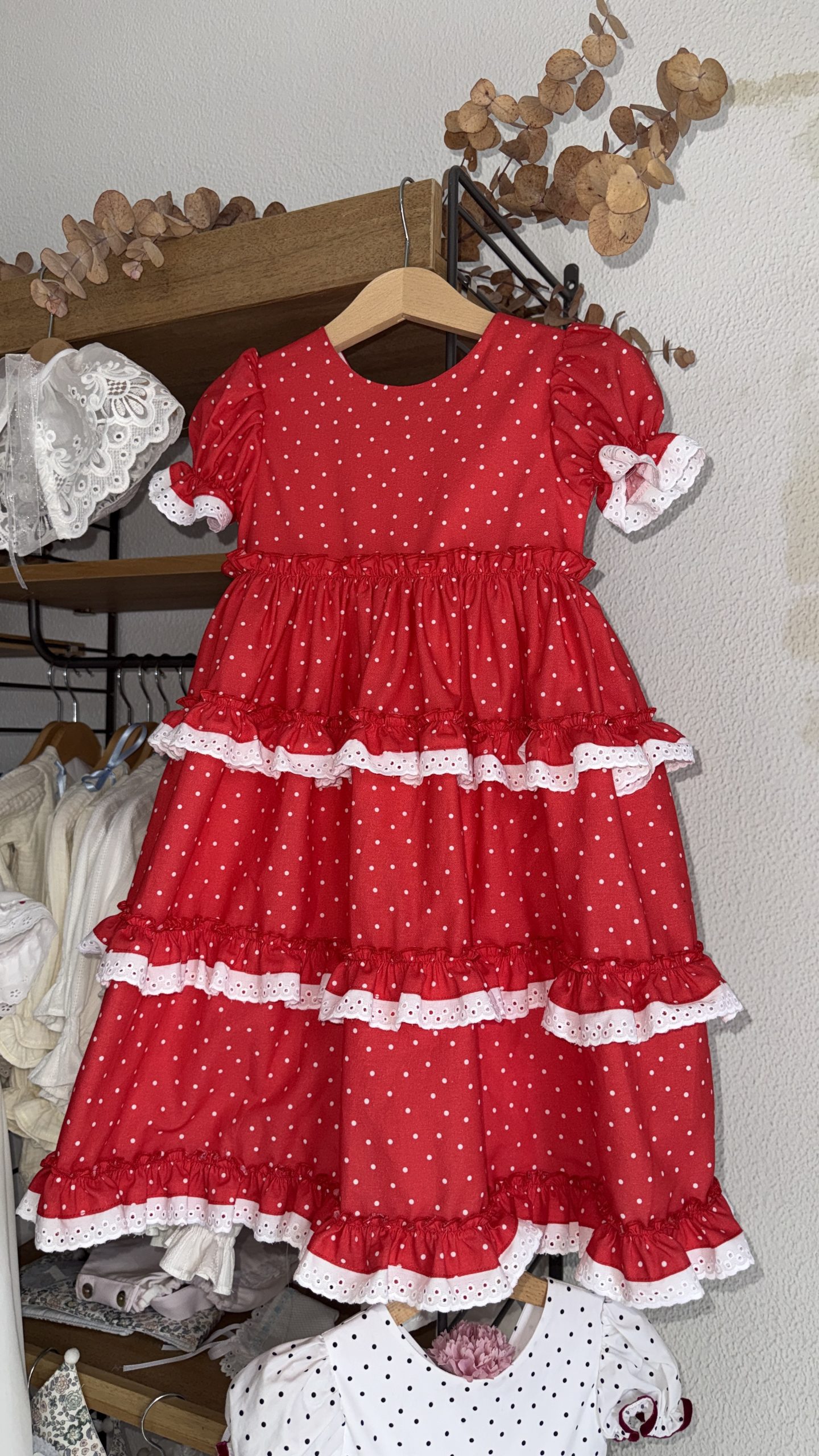 Vestido flamenca rojo y blanco